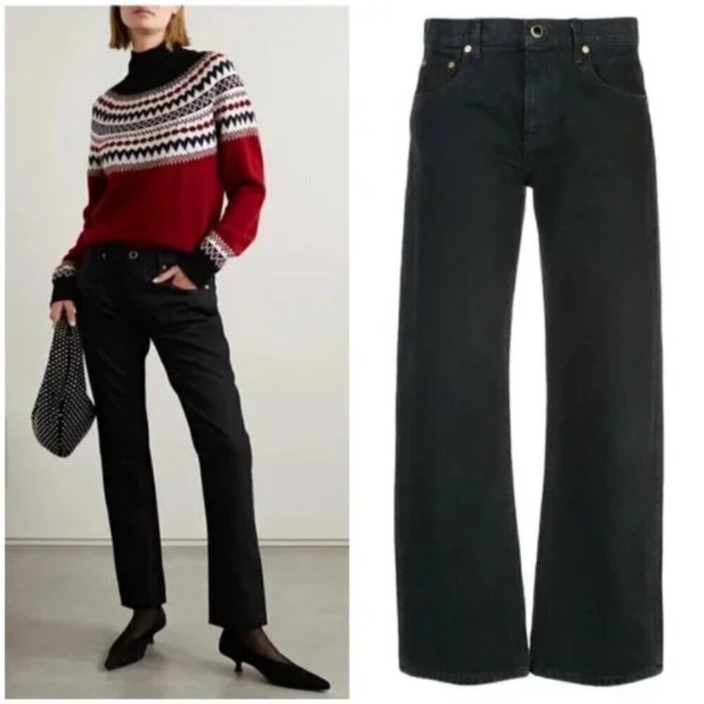 💕KHAITE💕 The Kyle Low Rise Straight Leg Jeans ~ Wilcox Faded Black 28 NWT